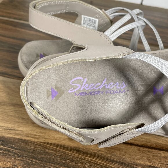 Skechers Reggae Slim Takes Two Womens Size 9 Shoes Taupe Strappy Comfort Sandals - Picture 10 of 14